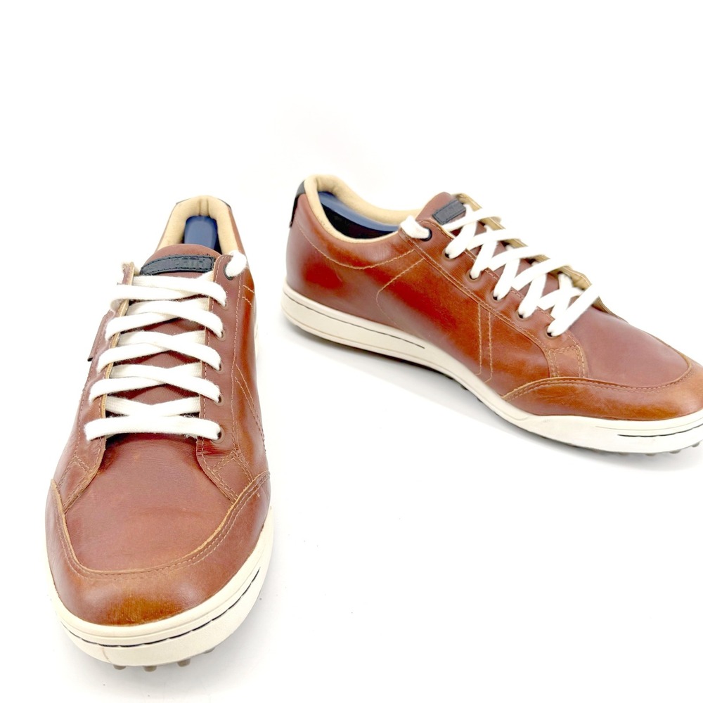 Ashworth Cardiff Golf Shoes Mens 10.5 Brown Leather Spikeless Preppy Golf